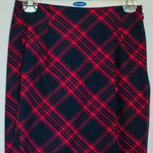 Navy and red pencil skirt